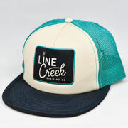 White & Navy Chino Twill Black Slight-Curve Flat-Bill Snap-Back Trucker